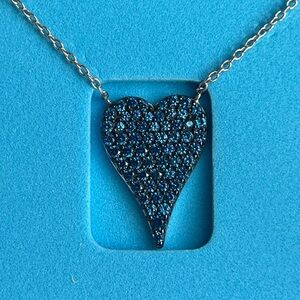 Diamonique x Jennifer Miller Sparkling Blue Heart Necklace